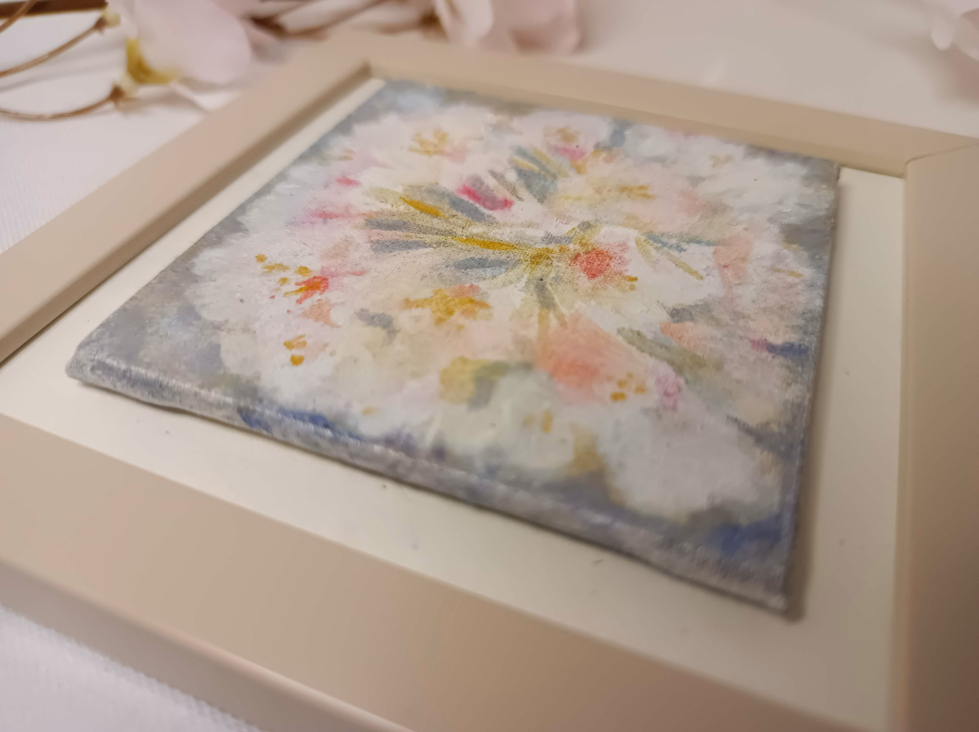 小さなフレームつきの桜/ベージュ