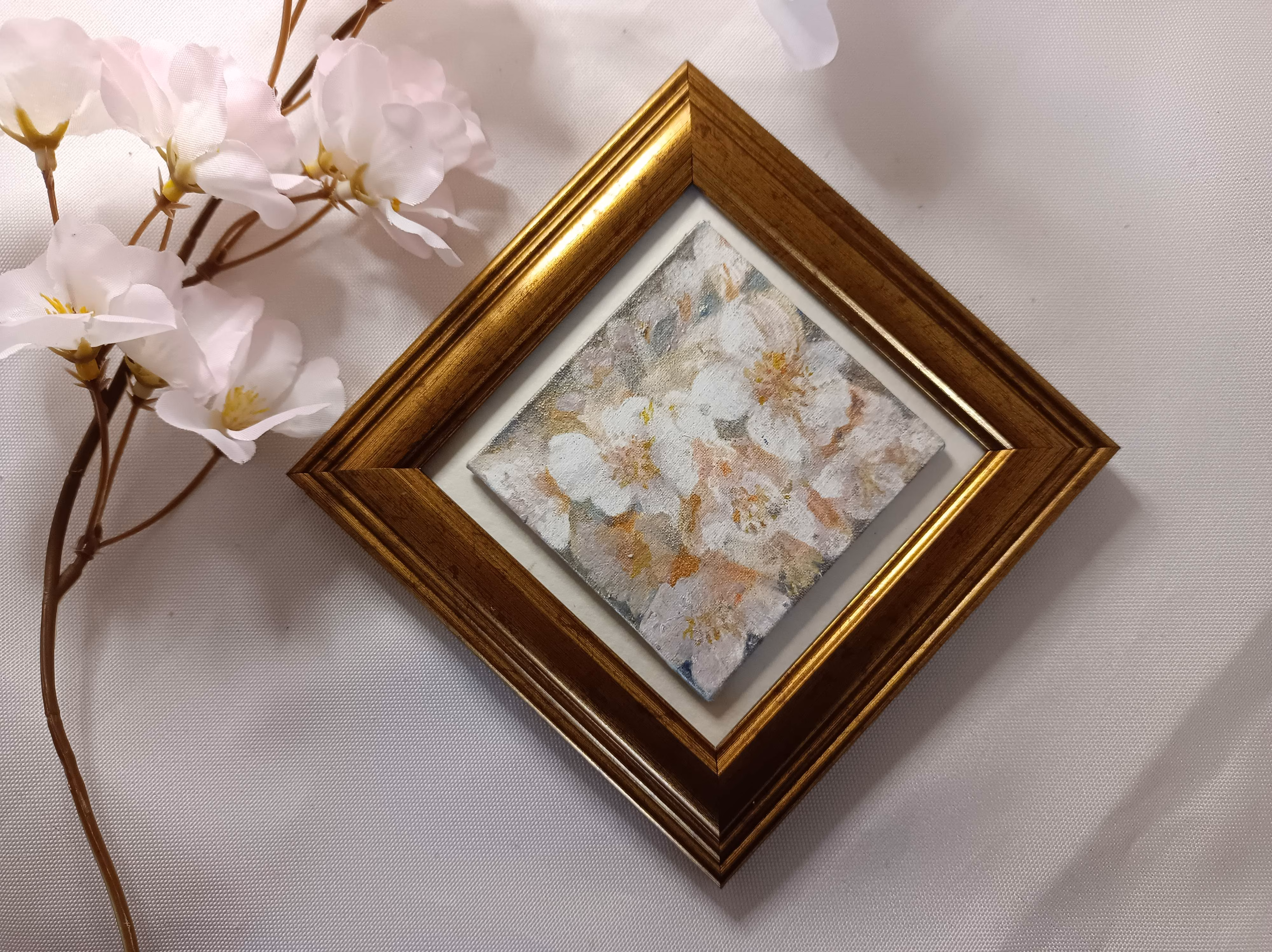 小さなフレームつきの桜/ゴールド