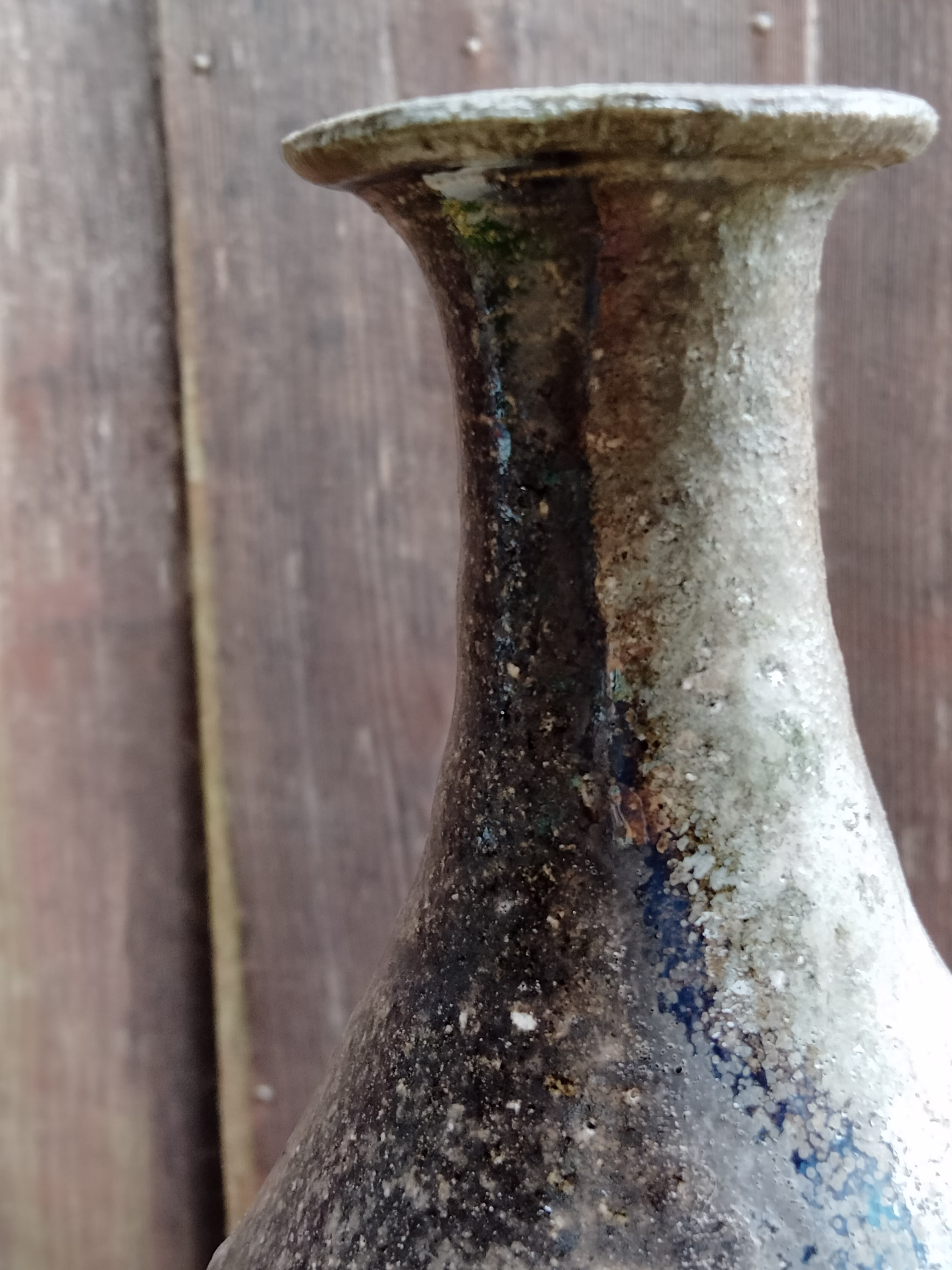 寒風須恵器　らっきょ花生