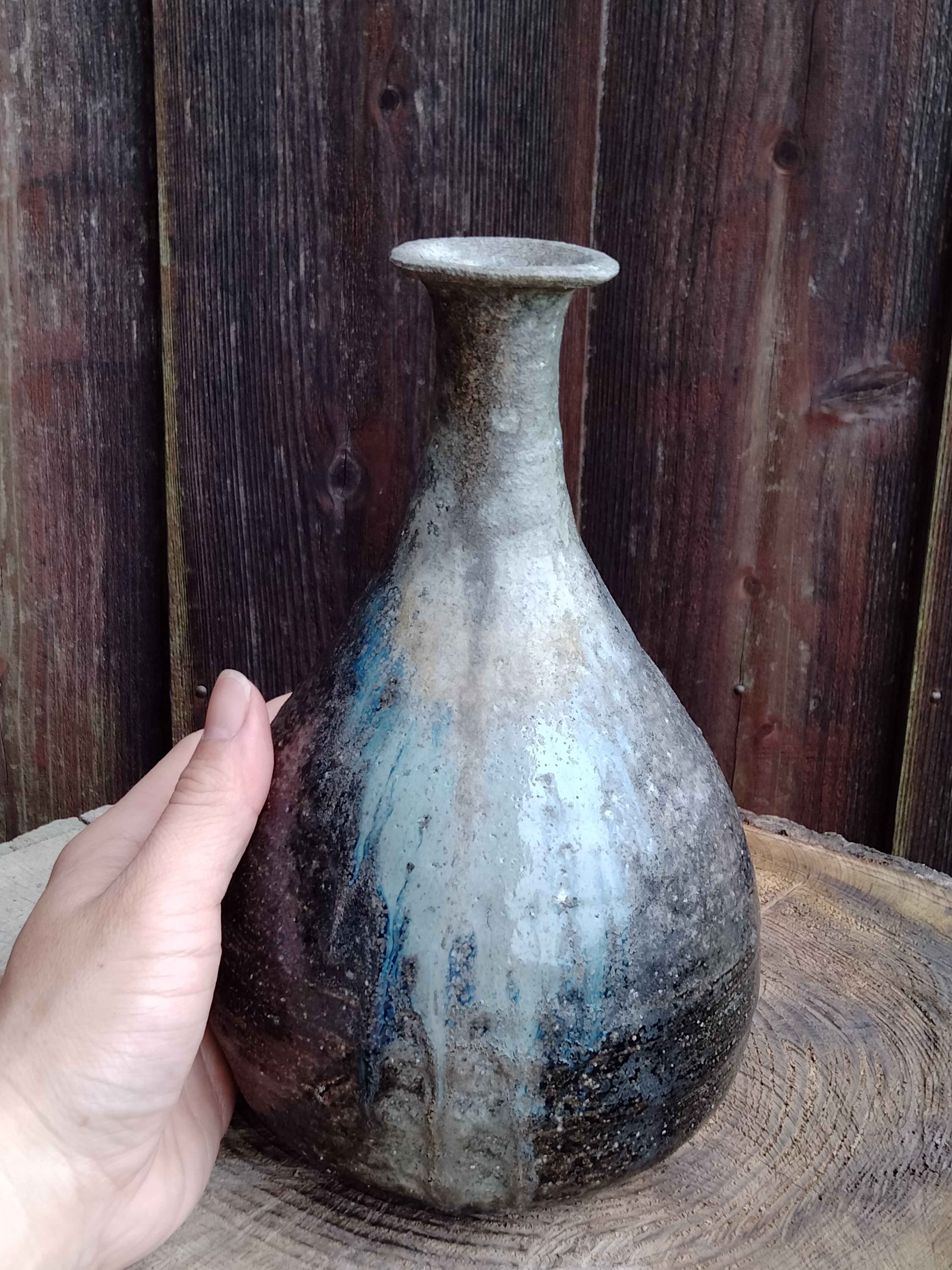 寒風須恵器　らっきょ花生